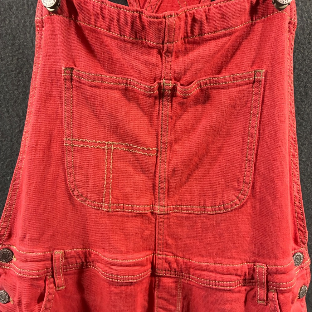 Sonoma women denim Overalls large Red Stretch Cotton Lyocell relaxed boho artsy - Picture 2 of 9
